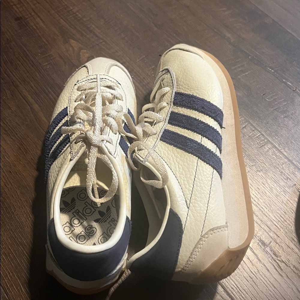 Adidas Cream and Navy Sneakers